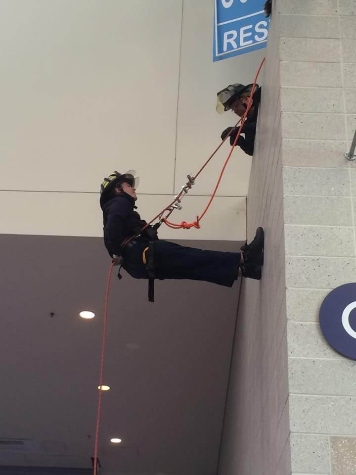 Fire Departments Conduct High Angle Rope Rescue Training
