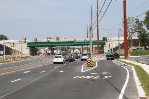 Traveling west on Stone Harbor Boulevard in Court House traffic uses Exit 10’s new northbound ramp July 29 at 11:18 a.m. 