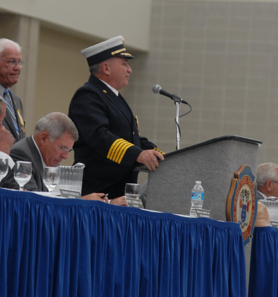 Wildwood Fire Chief Chris D'Amico addresses convention.