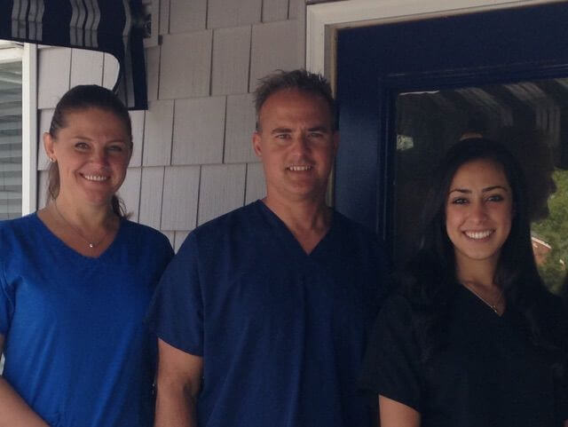 Dr. Panico (center) with hygienists Ganna Baybakova (left) and Katherine Youssef (right).