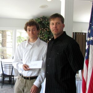 Benjamin Jargowsky (left) of Ocean City High School with scholarship presenter James F. Malinowski.