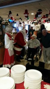 Santa greets veterans.