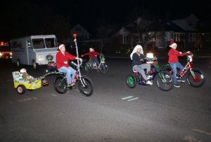 Decorated bikes in parade.