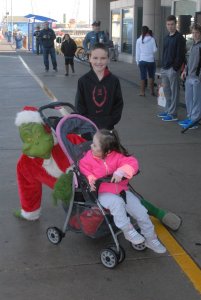 Hannah and Sean Parchesky with the Grinch.