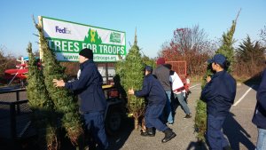 Fifty Christmas trees were delivered Friday morning to the Cape May Coast Guard Training Center through the Trees for Troops program.
