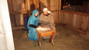 Mary and Joseph watch over the Baby Jesus at the Bethlehem Village. Dori Chambers