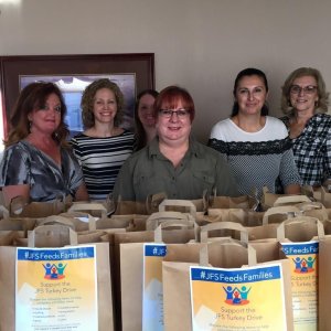 The employees of the second floor of Ocean City Home Ban's Ocean City branch collected enough food to provide Thanksgiving meals for 25 families.