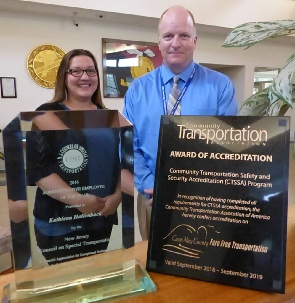 Cape May County Fare Free Transportation Department received honors recently. Katie Hollenback