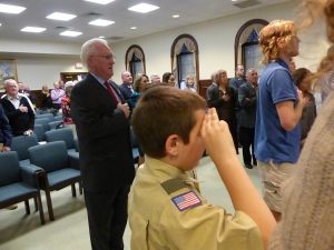 Freeholder Jeffrey Pierson’s grandson Tenderfoot Scout Matthew Delgrande