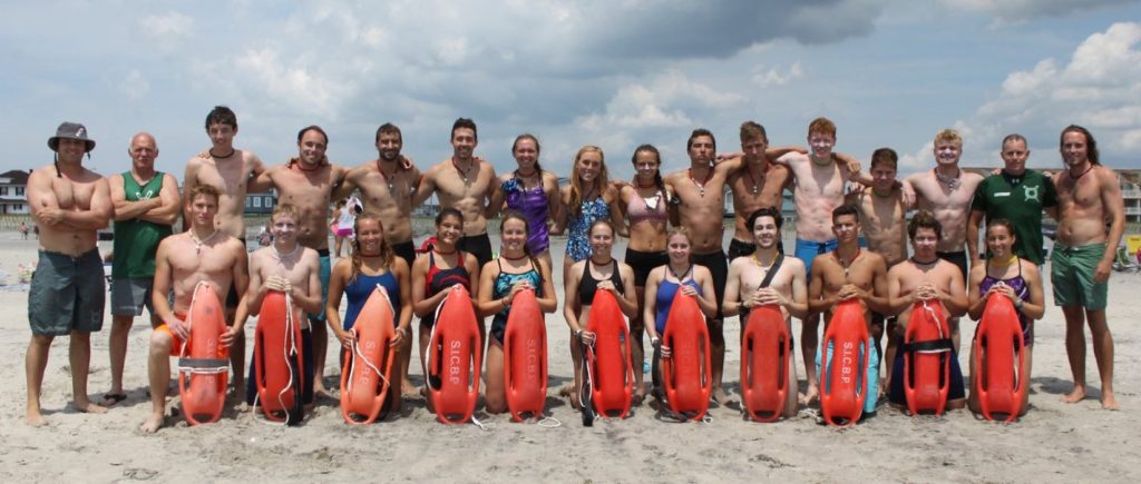 The Sea Isle City Beach Patrol 2016 Rookie Class is shown with instructors on the 44th Beach during Rookie Week: (front