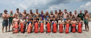 The Sea Isle City Beach Patrol 2016 Rookie Class is shown with instructors on the 44th Beach during Rookie Week: (front