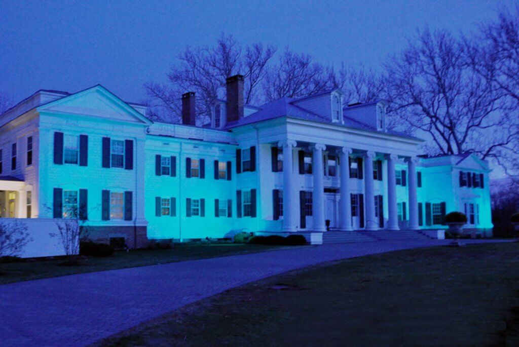 Drumthwacket Lights it Up Blue for Autism Awareness.