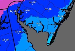 Latest snowfall forecast map.