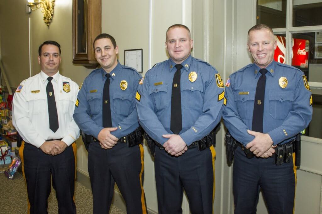 Chief Anthony Marino with newly promoted Sergeants Joseph Walker