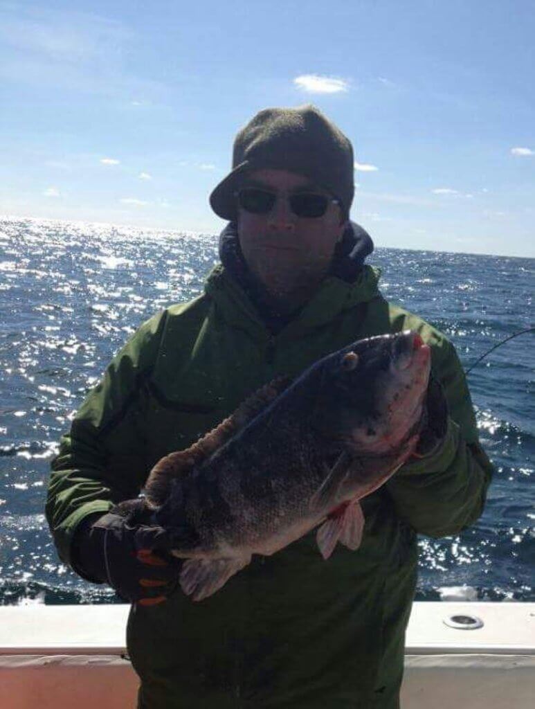 Eric Matuzsan with a nice 8-pound blackfish.               