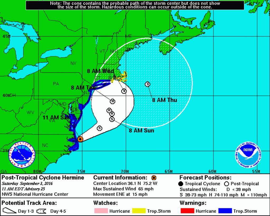 Latest forecast from NWS National Hurricane Center.