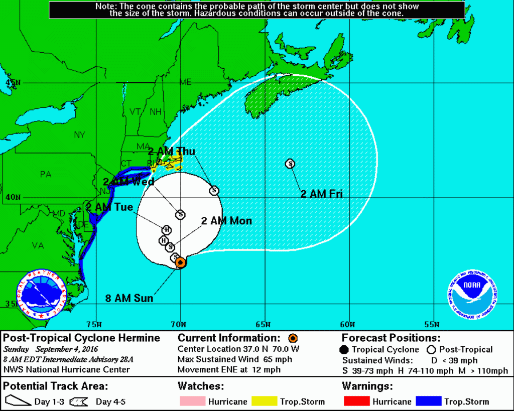 Latest forecast from NWS National Hurricane Center.