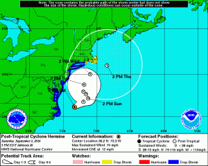 Latest forecast from NWS National Hurricane Center.