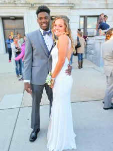 Abdiel Andolini Richards and Jen Collins strike a pose outside Wildwood High School's prom.