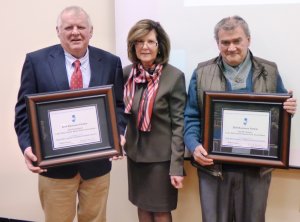 Superintendent Dr. Nancy Hudanich recognizes the Cape May County Beach Plum Association as the 2015 Business Partner for the Cape May County School District.  Dr. Hudanich presents the award to President David VanVorst and Secretary of Outreach Programs Joseph Alvarez. 