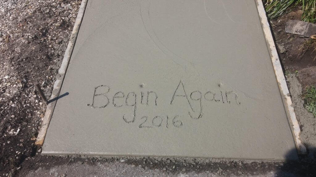 "Begin again" is inscribed in the ramp built this summer to help Archer Senft get around at his family's home in West Cape May.