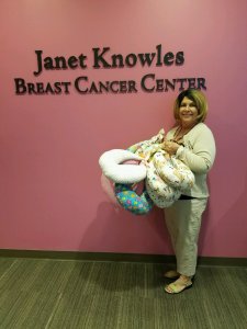 Debi Papperman is ready to give out more pillows to breast cancer patients at MD Anderson Cancer Center at Cooper