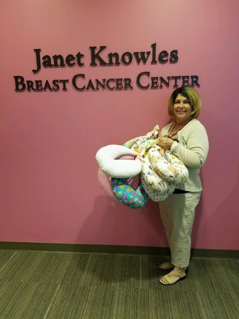 Debi Papperman is ready to give out more pillows to breast cancer patients at MD Anderson Cancer Center at Cooper