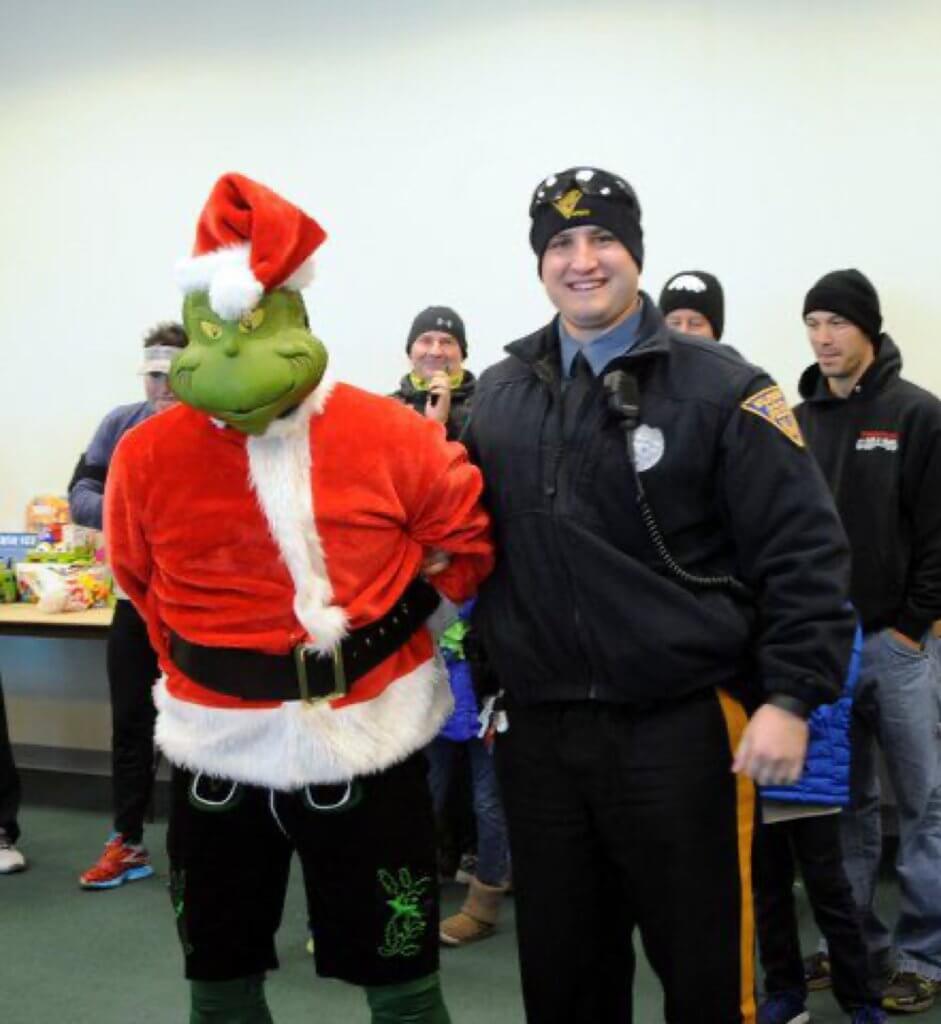 Patrolman CJ Byrd of the Wildwood Police Department nabs the Grinch.