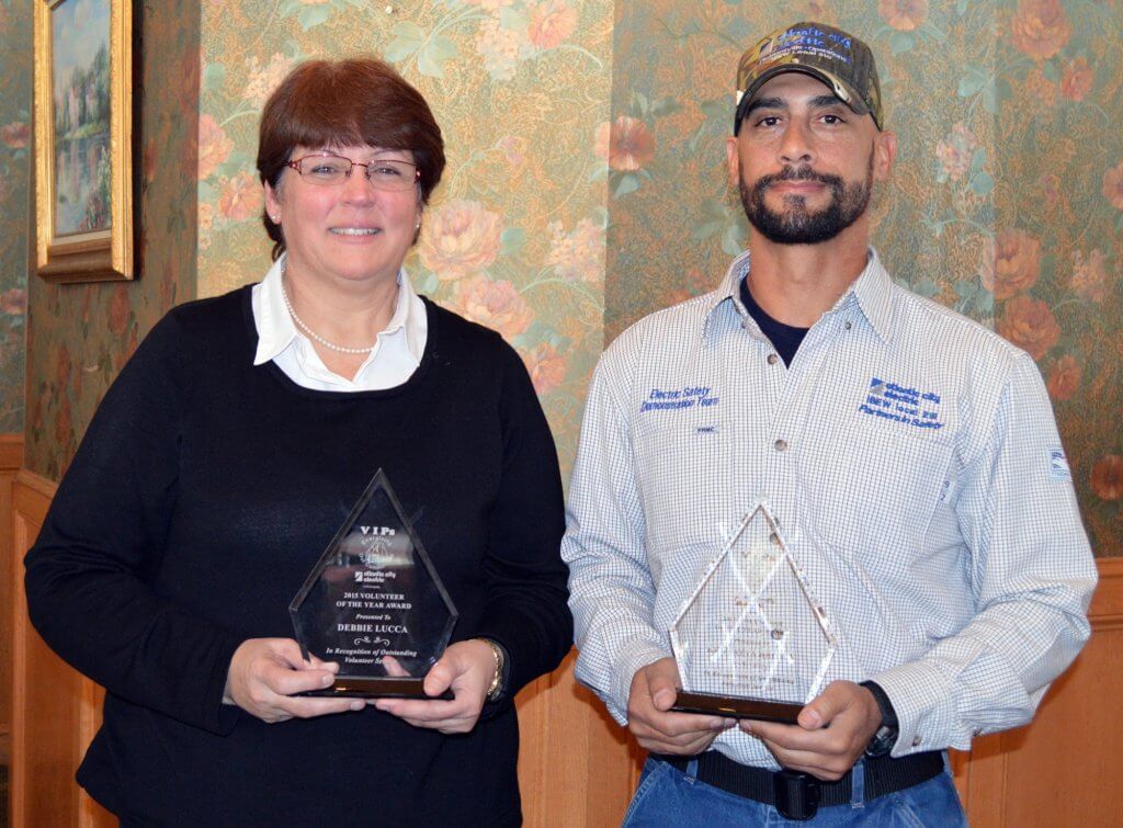 Pictured are Atlantic City Electric 2015 Volunteers of the Year Debbie Lucca of Absecon and Kenyatta Brown of Somers Point. Atlantic City Electric recognized approximately 100 employees during its recent annual Volunteer Appreciation Breakfast to honor company employees who make a difference in their respective communities through volunteerism.