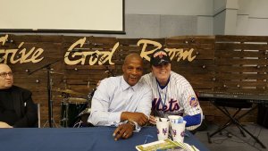 Eileen Oleksiak-Hall with former MLB player Darryl Strawberry March 19 at The Lighthouse Church