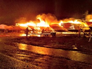 Blaze Burns Eight Boats