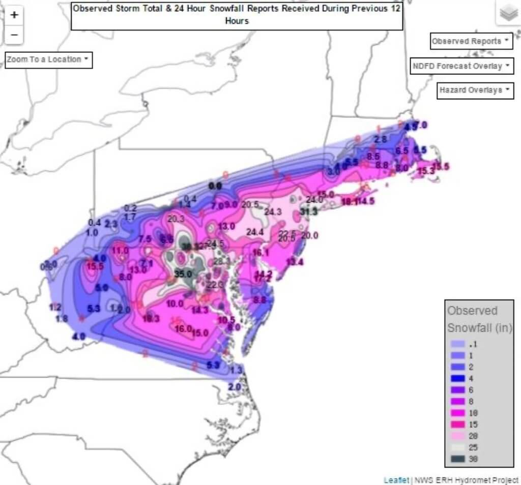 Latest snow totals.