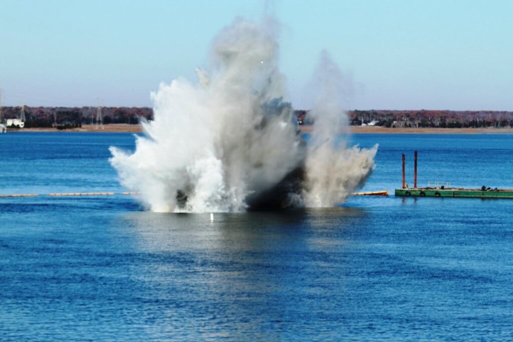 Removal of the old Beesley's Point Bridge is nearly complete after this blast Nov. 18 demolished what was left of the foundation.