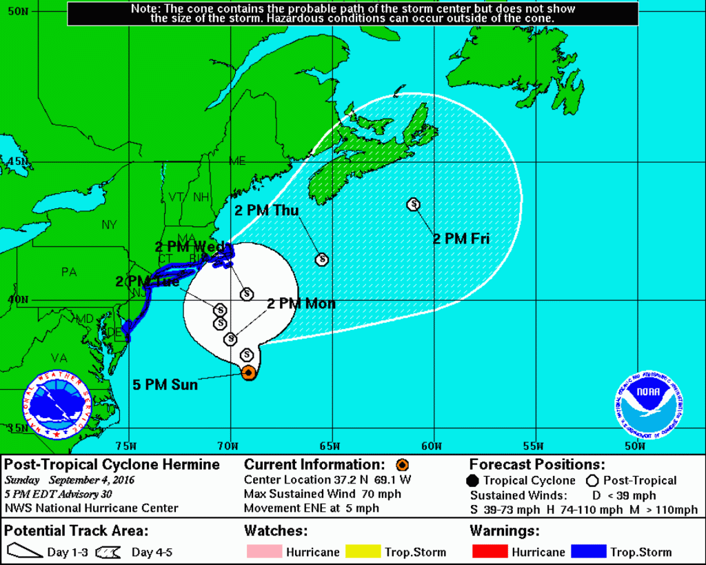 Latest forecast from NWS National Hurricane Center.