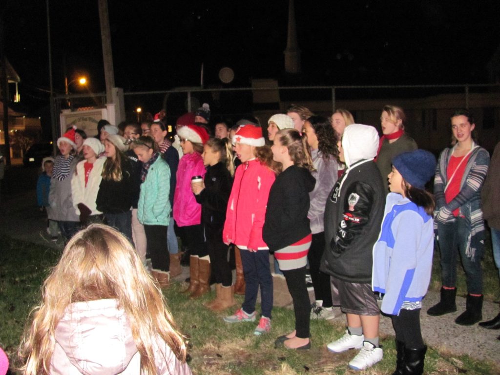 Margaret Mace Elementary School Choir sings festive songs outside Borough Hall Dec. 1.