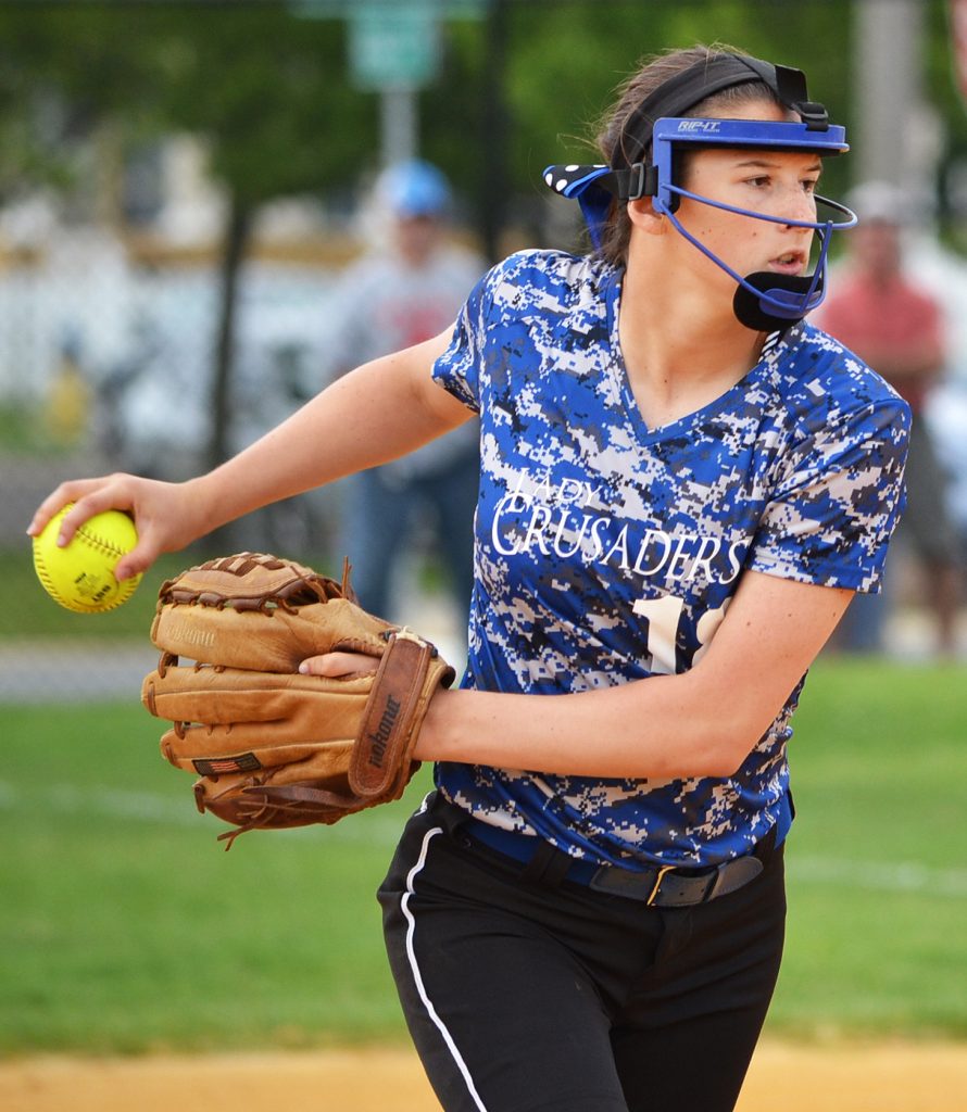 Freshman pitcher Emily Cimino of Wildwood Catholic High School.