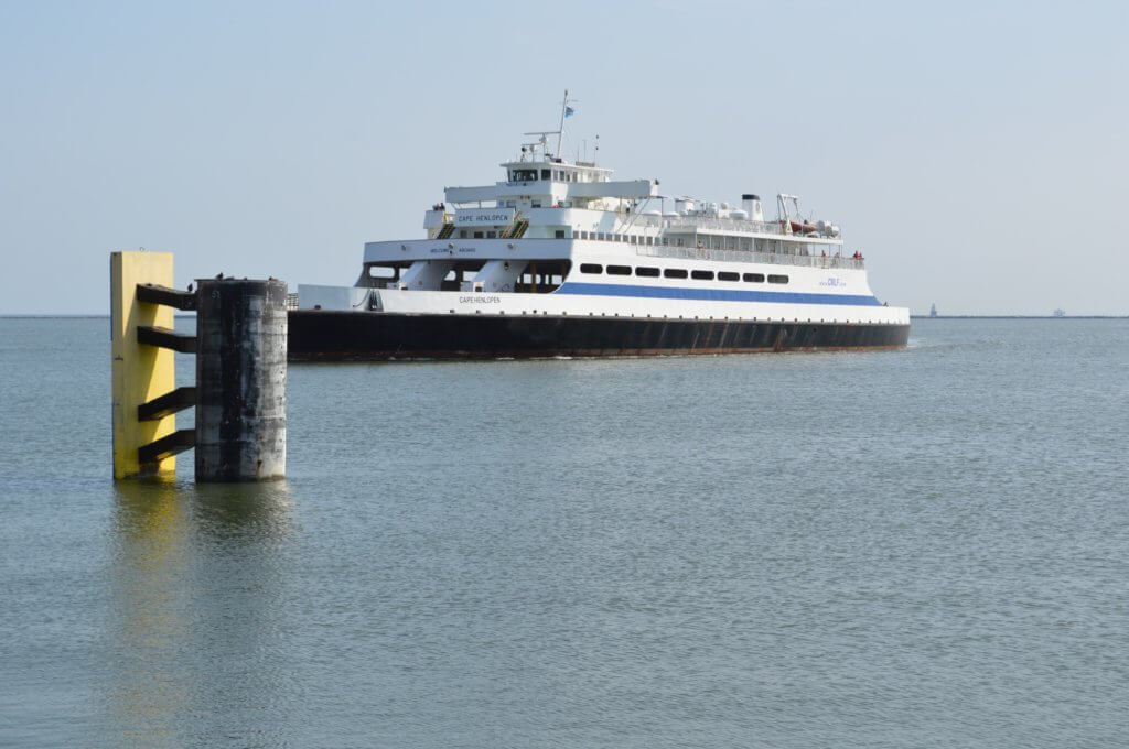 MV Cape Henlopen approaching Lewes.