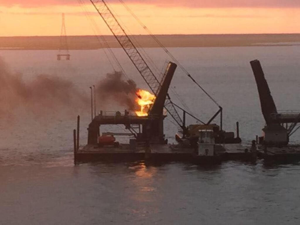 Part of Old Bridge Goes Up in Flames