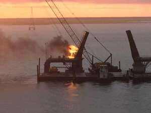 Part of Old Bridge Goes Up in Flames