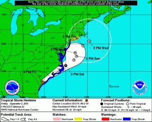 Latest forecast from NWS National Hurricane Center.