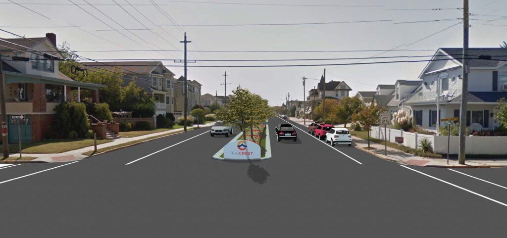 Architect's rendering of Pacific Avenue median from the north.