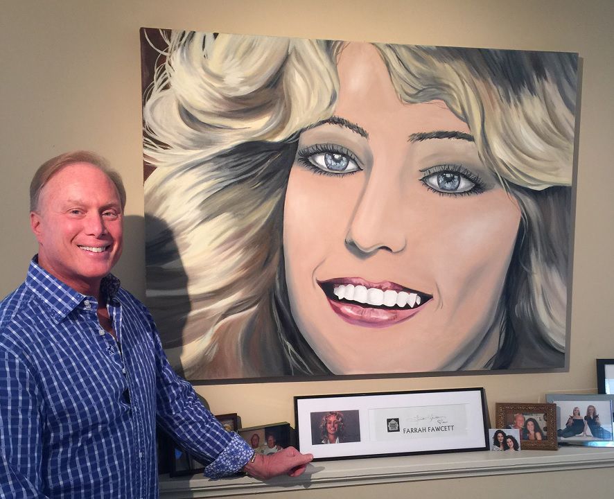 Ken Strain with an image of Farrah Fawcett.