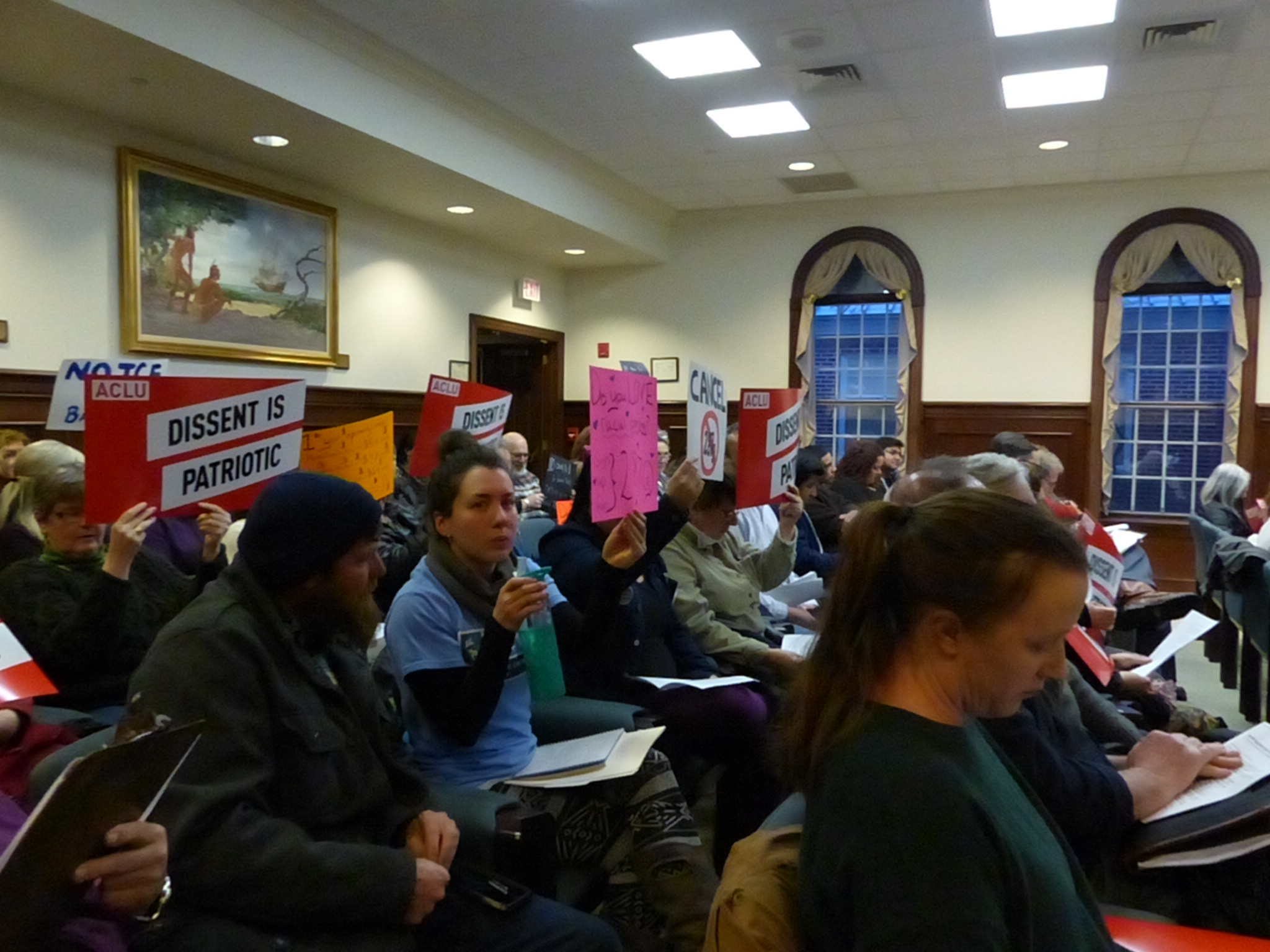 About 75-80 protesters attended the March 14 Cape May County freeholder meeting. 