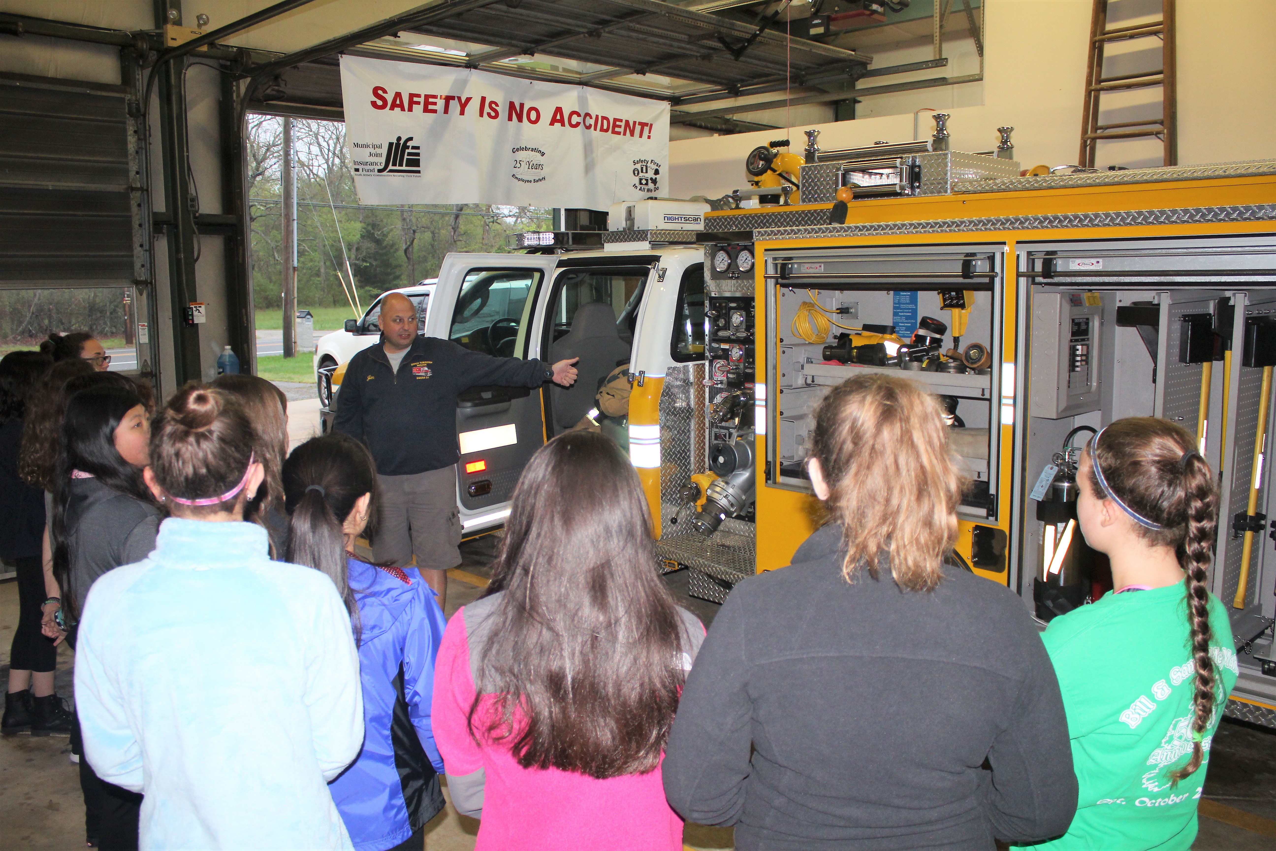 Girl Scouts of Central and Southern New Jersey meet at the Upper Township Rescue Squad building April 25 to tour the facility and learn about first aid. The scouts were able to get an up close and personal look at an ambulance as part of their training.  