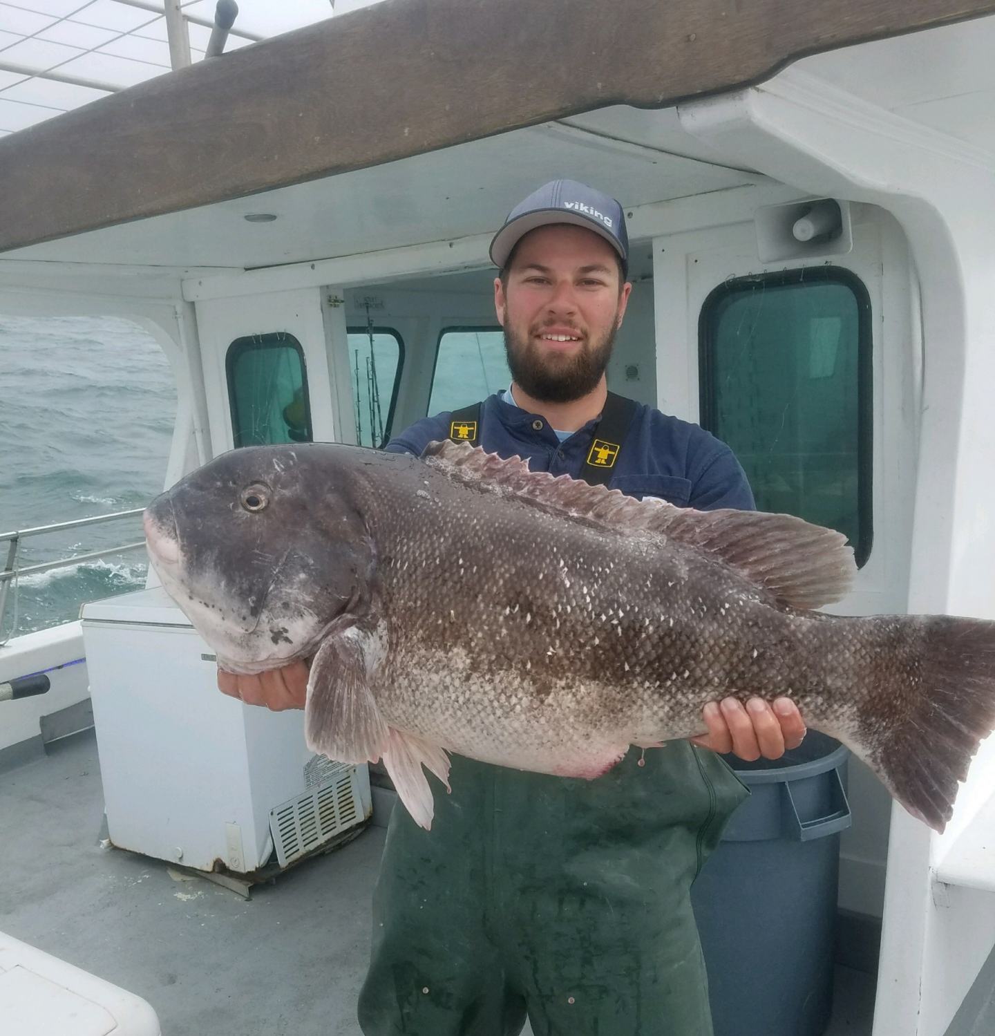 Gus Fellenbaum with his 17.1-pound blackfish. 