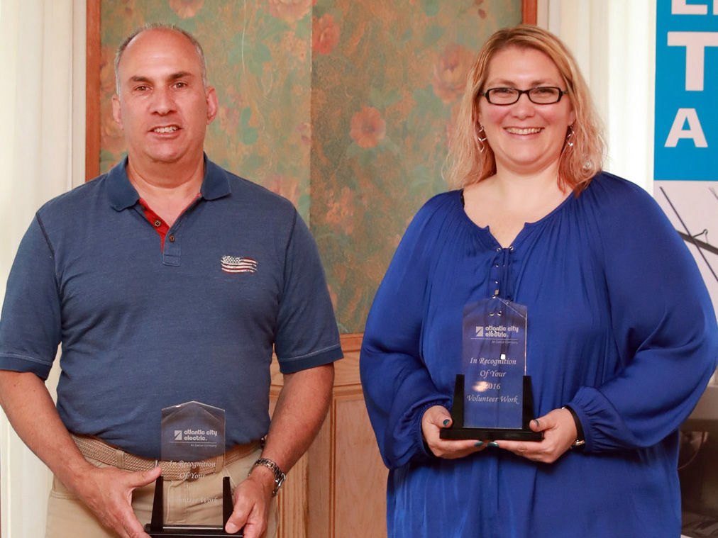 Pictured are Atlantic City Electric 2016 Volunteers of the Year Julie Reed and Ron Mascola. Atlantic City Electric recognized approximately 100 employees during its recent annual Volunteer Appreciation Breakfast to honor company employees who make a difference in their respective communities through volunteerism.