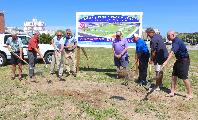 Ground is broken for Byrne Plaza in Wildwood at Pacific and Oak avenues June 24. 