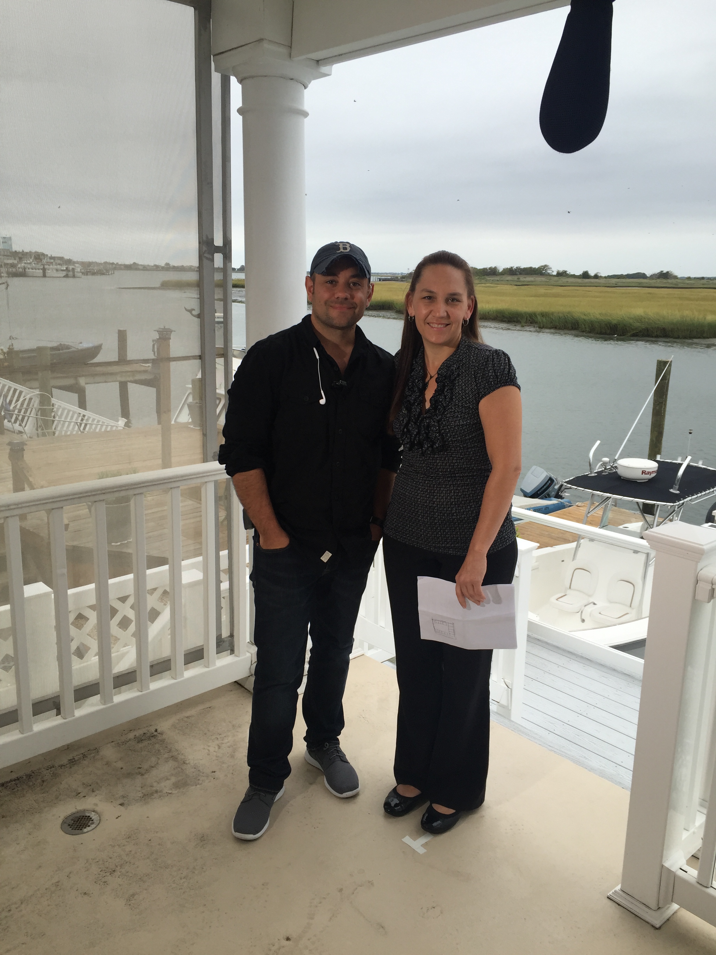 Tara Rosenberg stands with producer Christopher Grecky from Magilla Entertainment at Sunset Lake