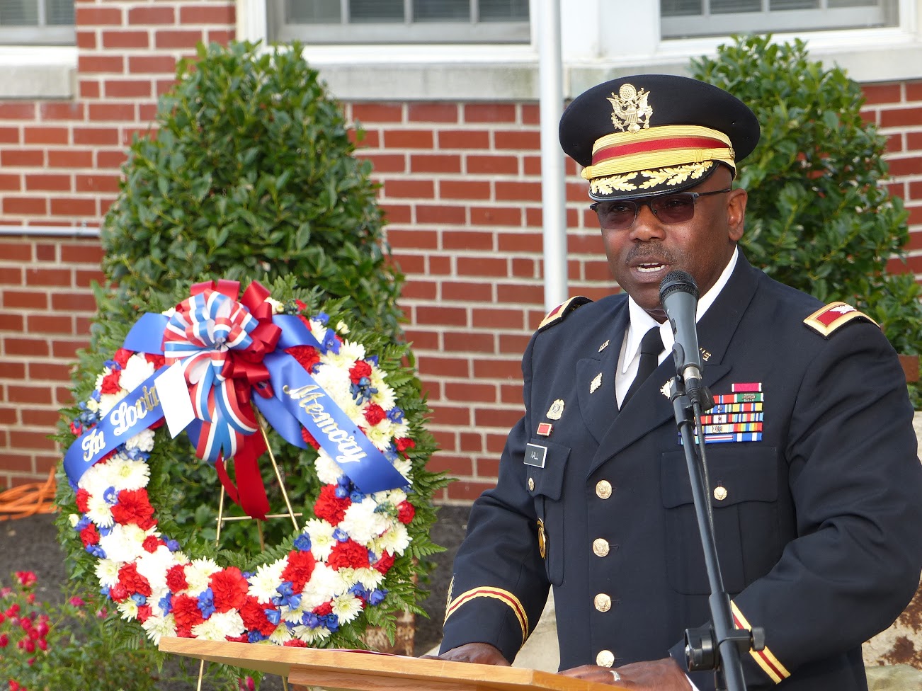 Retired Col. Walter Nall addresses the Cape May County Patriot Day ceremony at County Administration Building.