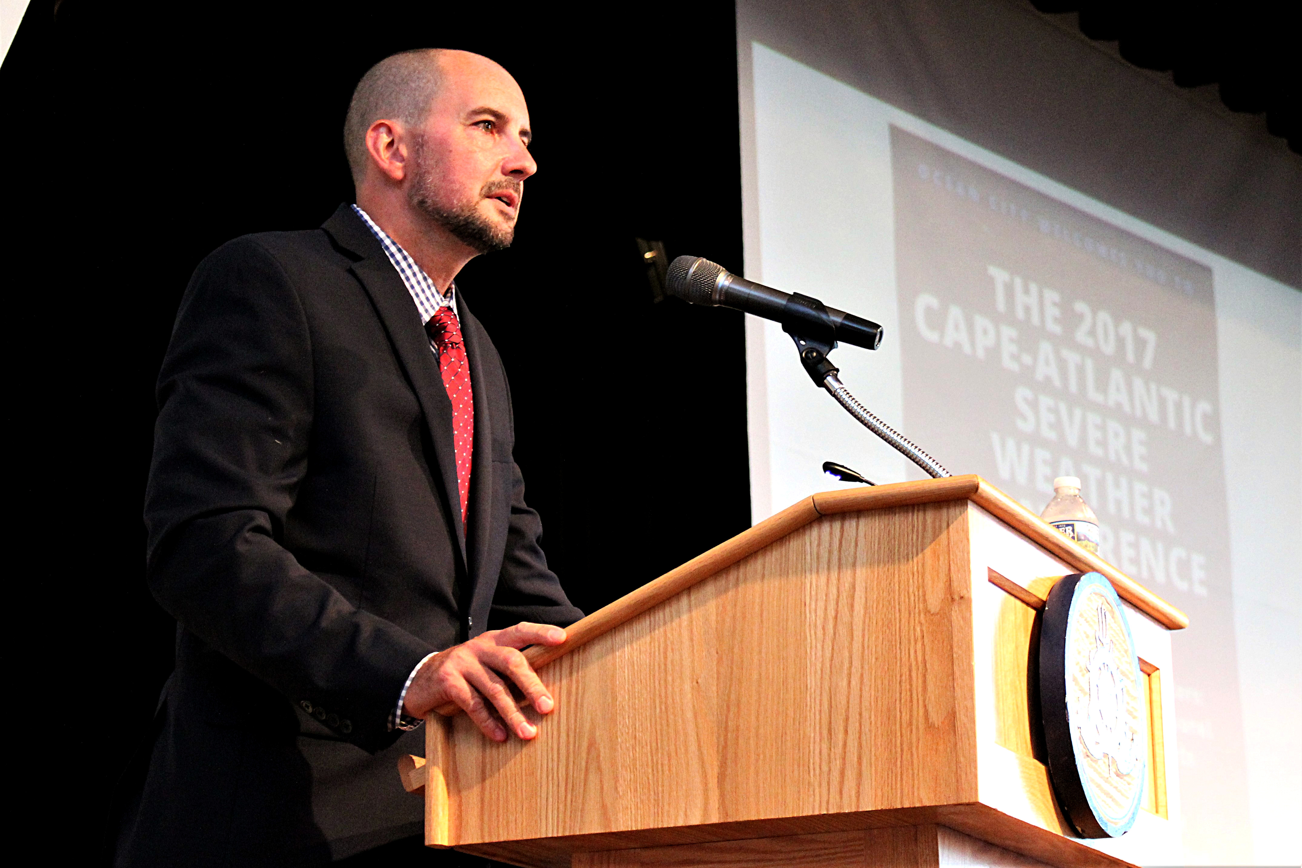 Frank Donato opens the Cape-Atlantic Severe Weather Conference Sept. 7 at the Ocean City Music Pier. 